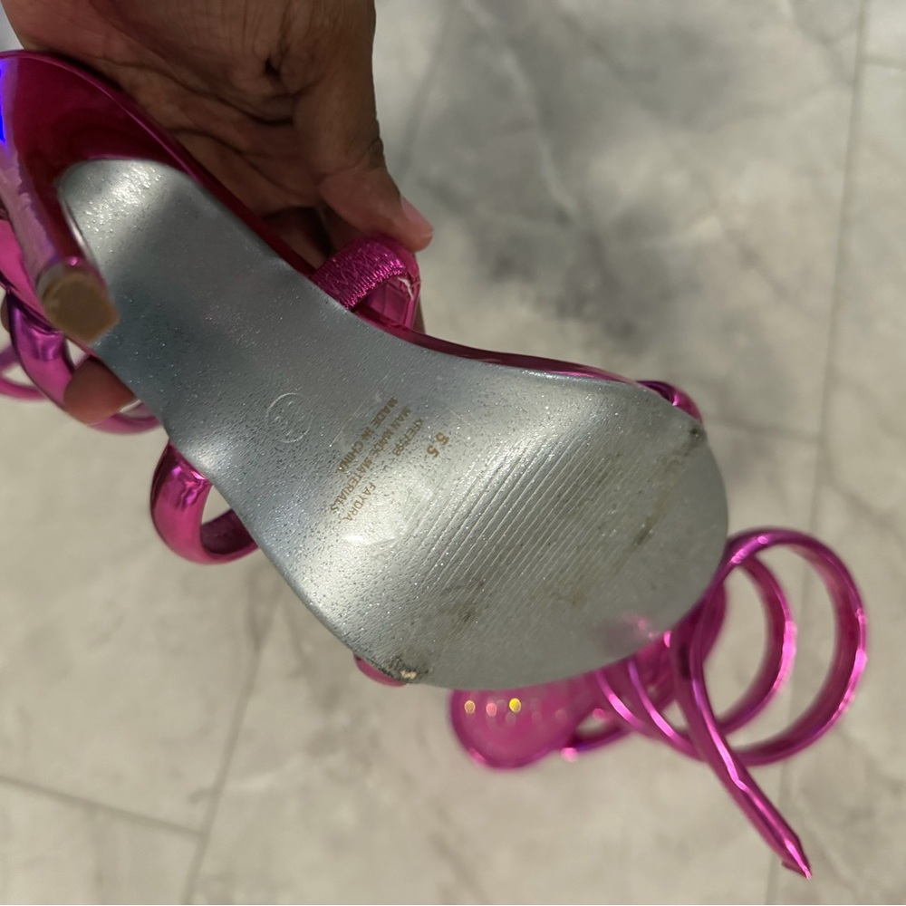 Cape Robbin Metallic Pink Wrap Around Heels - Picture 5 of 6